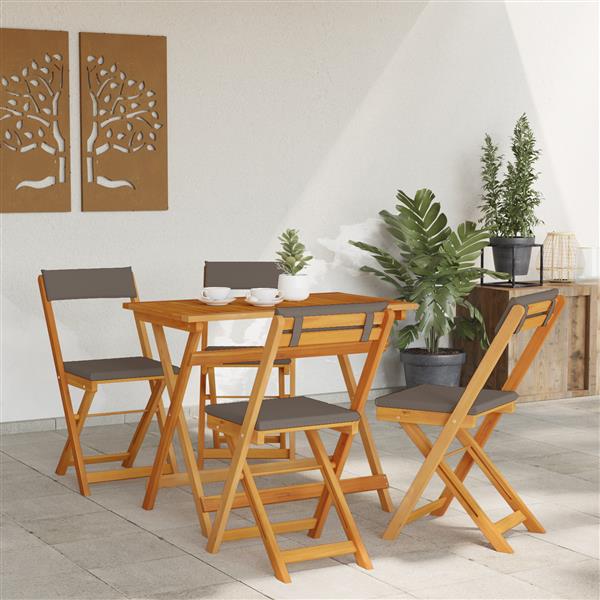 Grote foto vidaxl 5 delige bistro set met kussens van massief acaciahout tuin en terras tuinmeubelen