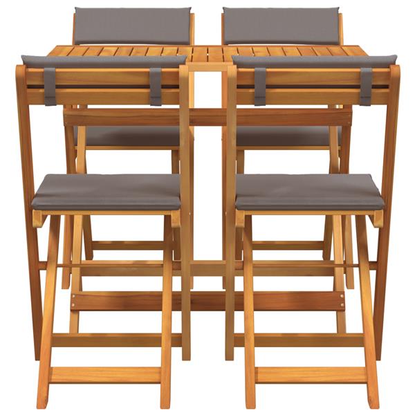 Grote foto vidaxl 5 delige bistro set met kussens van massief acaciahout tuin en terras tuinmeubelen