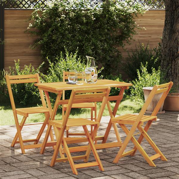 Grote foto vidaxl 5 delige opvouwbare bistro set van massief acaciahout tuin en terras tuinmeubelen