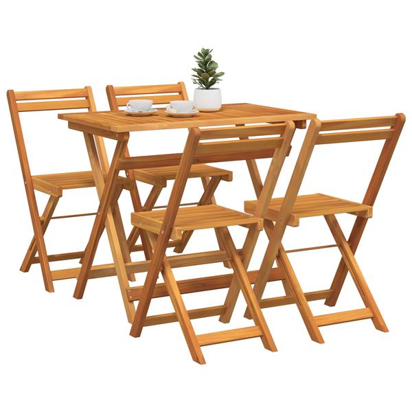 Grote foto vidaxl 5 delige opvouwbare bistro set van massief acaciahout tuin en terras tuinmeubelen
