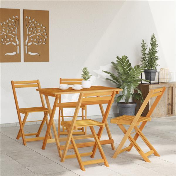 Grote foto vidaxl 5 delige opvouwbare bistro set van massief acaciahout tuin en terras tuinmeubelen
