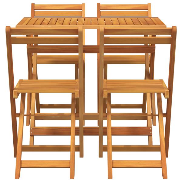 Grote foto vidaxl 5 delige opvouwbare bistro set van massief acaciahout tuin en terras tuinmeubelen