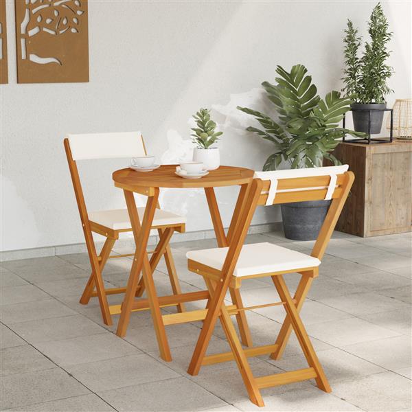 Grote foto vidaxl 3 delige inklapbare bistro set met kussens massief acaciahout tuin en terras tuinmeubelen