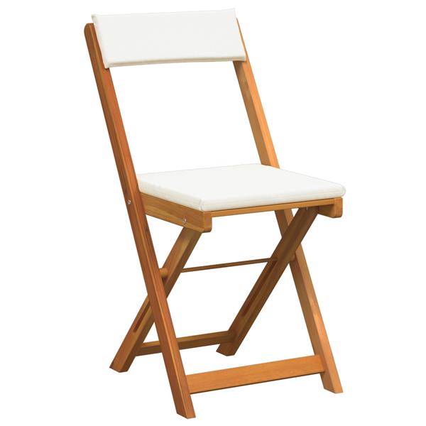 Grote foto vidaxl 3 delige inklapbare bistro set met kussens massief acaciahout tuin en terras tuinmeubelen
