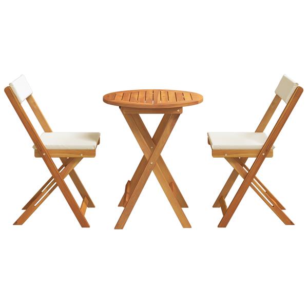 Grote foto vidaxl 3 delige inklapbare bistro set met kussens massief acaciahout tuin en terras tuinmeubelen