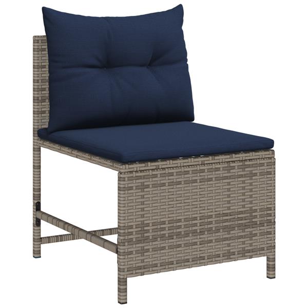 Grote foto vidaxl 6 delige tuinset met kussens grijs poly rattan tuin en terras tuinmeubelen