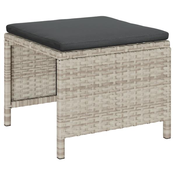Grote foto vidaxl 6 delige ligbed set met kussens lichtgrijs poly rattan tuin en terras tuinmeubelen