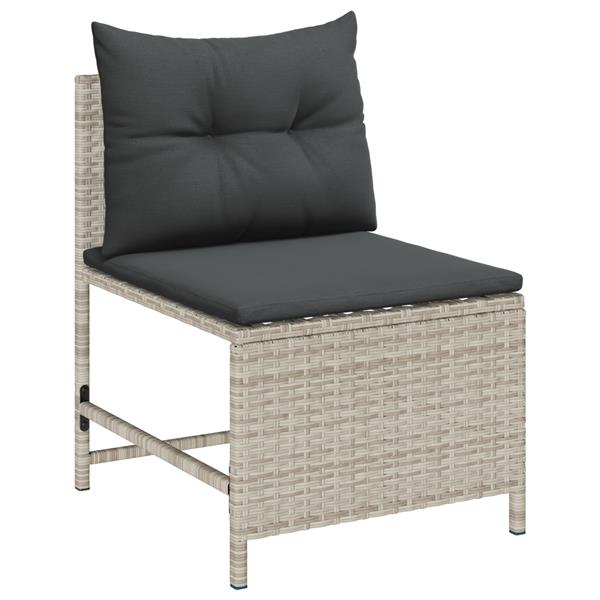 Grote foto vidaxl 6 delige ligbed set met kussens lichtgrijs poly rattan tuin en terras tuinmeubelen