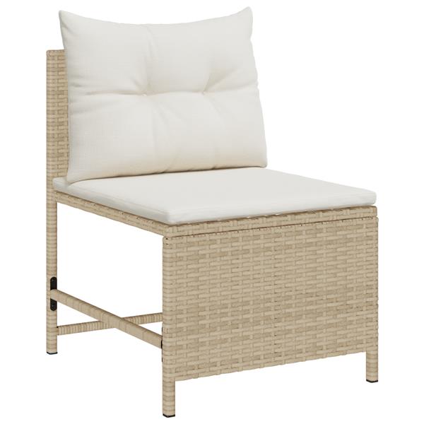 Grote foto vidaxl 6 delige tuinsofa set met kussens beige poly rattan tuin en terras tuinmeubelen