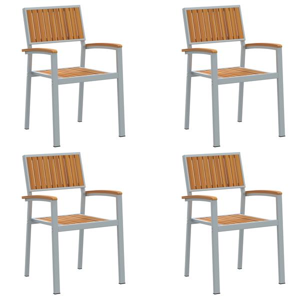 Grote foto vidaxl buitenstoelen 4 stuks stapelbaar grijs van massief acaciahout en metaal tuin en terras tuinmeubelen