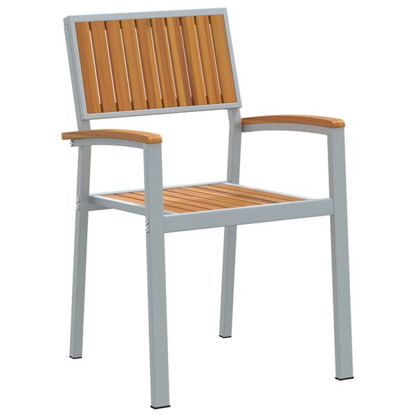 Grote foto vidaxl buitenstoelen 4 stuks stapelbaar grijs van massief acaciahout en metaal tuin en terras tuinmeubelen