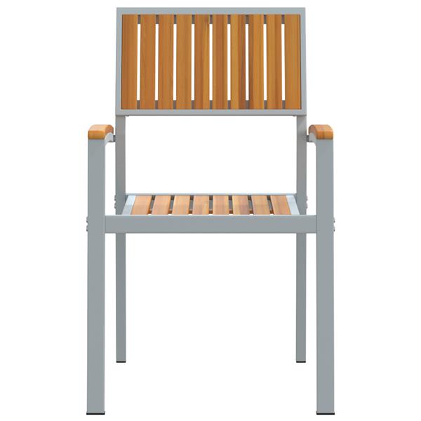 Grote foto vidaxl buitenstoelen 4 stuks stapelbaar grijs van massief acaciahout en metaal tuin en terras tuinmeubelen