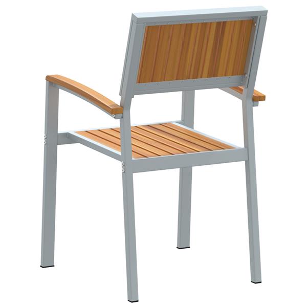 Grote foto vidaxl buitenstoelen 4 stuks stapelbaar grijs van massief acaciahout en metaal tuin en terras tuinmeubelen