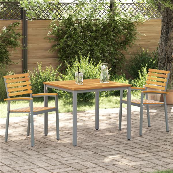 Grote foto vidaxl tuinstoelen 2 st massief acaciahout en staal grijs tuin en terras tuinmeubelen