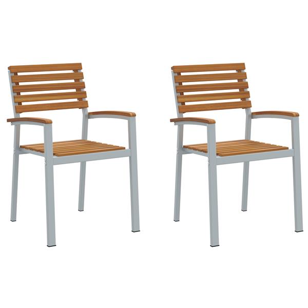 Grote foto vidaxl tuinstoelen 2 st massief acaciahout en staal grijs tuin en terras tuinmeubelen