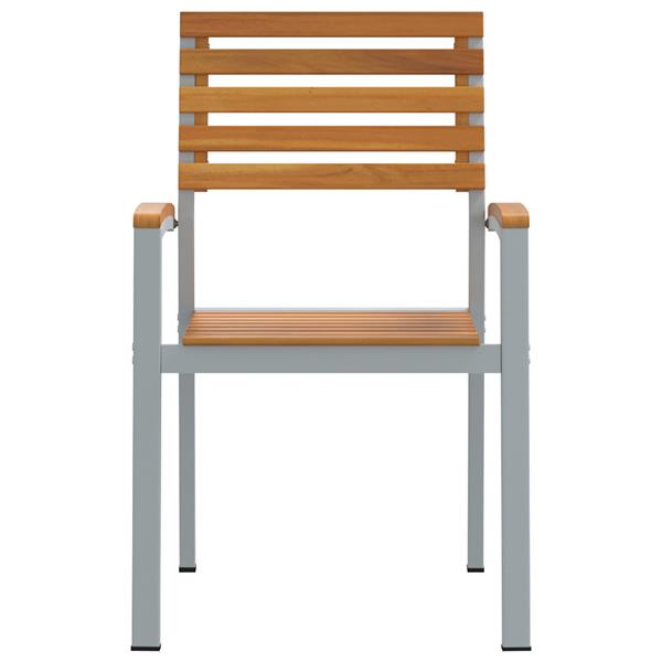 Grote foto vidaxl tuinstoelen 2 st massief acaciahout en staal grijs tuin en terras tuinmeubelen