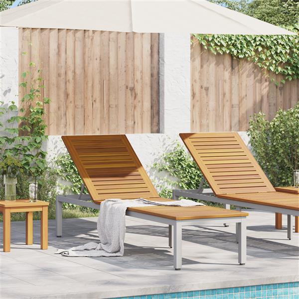 Grote foto vidaxl ligbed grijs 200x55x35 cm massief acaciahout tuin en terras tuinmeubelen
