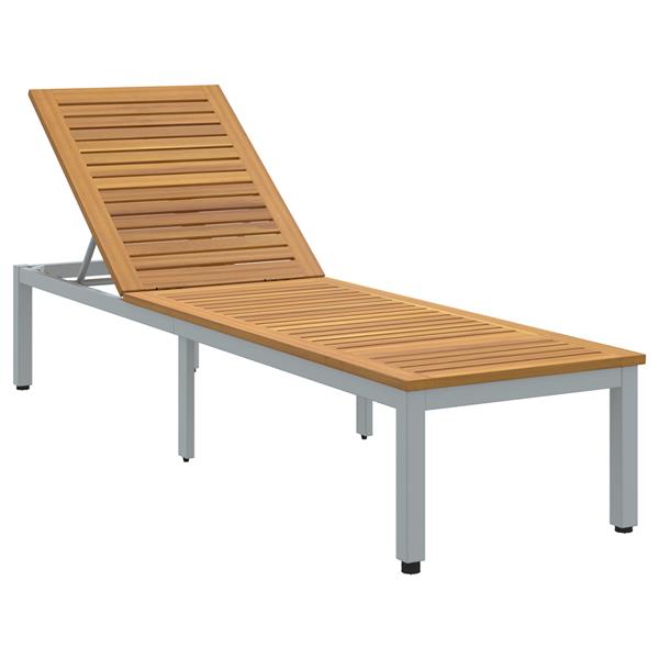 Grote foto vidaxl ligbed grijs 200x55x35 cm massief acaciahout tuin en terras tuinmeubelen