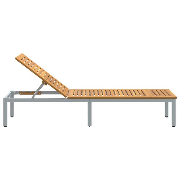 Grote foto vidaxl ligbed grijs 200x55x35 cm massief acaciahout tuin en terras tuinmeubelen