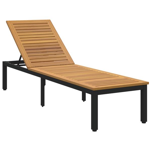 Grote foto vidaxl ligbed zwart 200x55x35 cm massief acaciahout tuin en terras tuinmeubelen