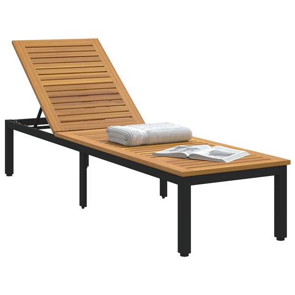 Grote foto vidaxl ligbed zwart 200x55x35 cm massief acaciahout tuin en terras tuinmeubelen