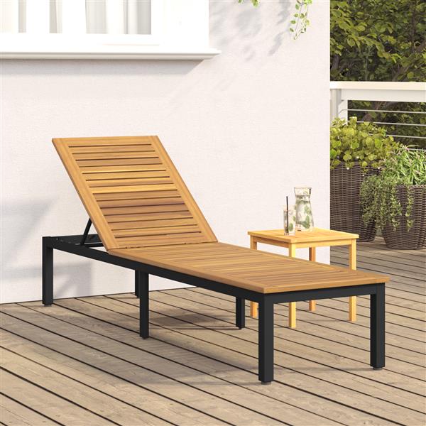 Grote foto vidaxl ligbed zwart 200x55x35 cm massief acaciahout tuin en terras tuinmeubelen