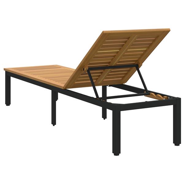 Grote foto vidaxl ligbed zwart 200x55x35 cm massief acaciahout tuin en terras tuinmeubelen