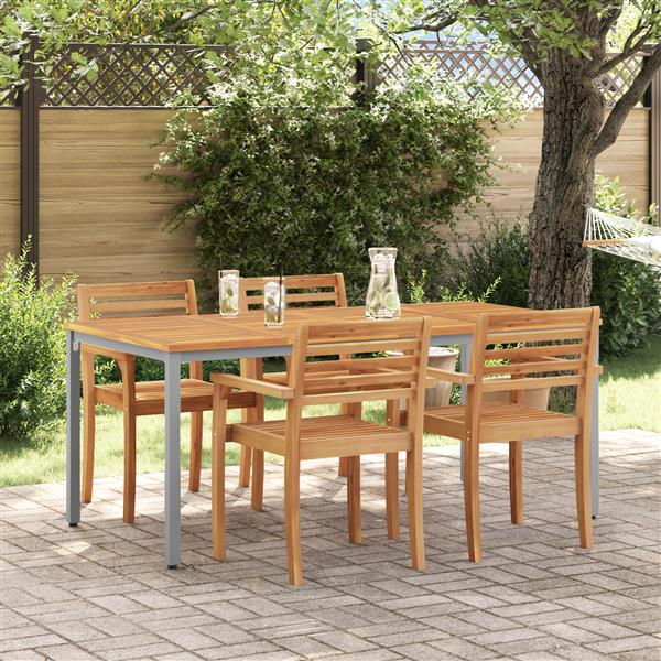 Grote foto vidaxl tuin tafel 180x90x75 cm massief acacia hout en metaal tuin en terras tuinmeubelen