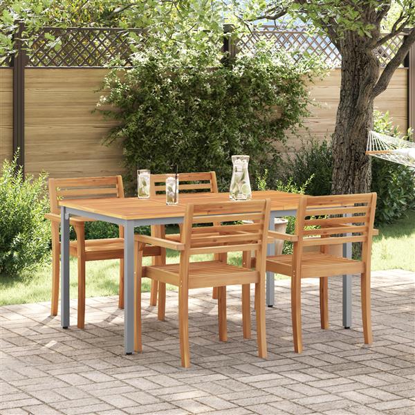 Grote foto vidaxl tuintafel 150x90x75 cm van massief acacia hout en metaal tuin en terras tuinmeubelen