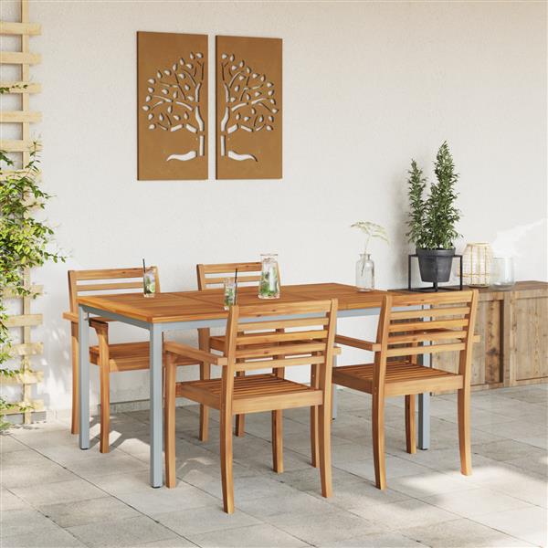 Grote foto vidaxl tuintafel 150x90x75 cm van massief acacia hout en metaal tuin en terras tuinmeubelen
