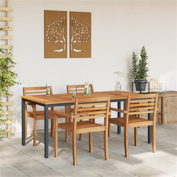 Grote foto vidaxl tuin tafel 180x90x75 cm van massief acacia hout en metaal tuin en terras tuinmeubelen