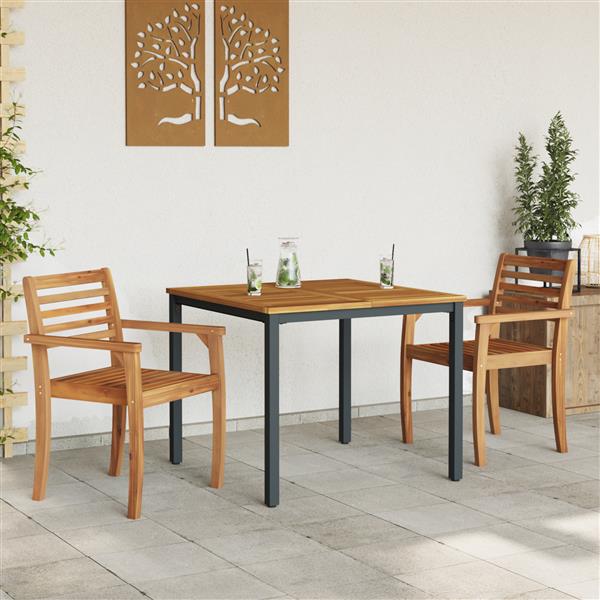 Grote foto vidaxl tuin tafel 90x90x75 cm van massief acaciahout en metaal tuin en terras tuinmeubelen