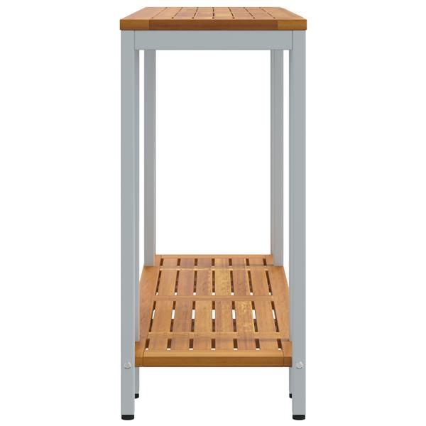 Grote foto vidaxl tuin tafel natuur grijs 35x110x75 cm massief hout en staal tuin en terras tuinmeubelen