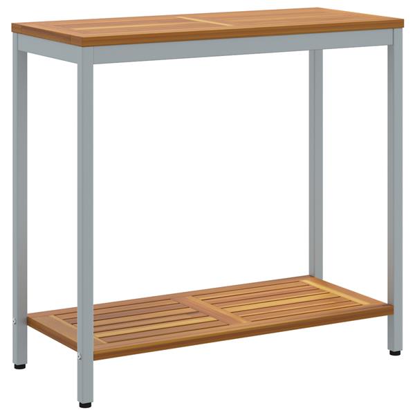 Grote foto vidaxl buitentafel natuurlijk grijs 35x80x75 cm massief hout en staal tuin en terras tuinmeubelen