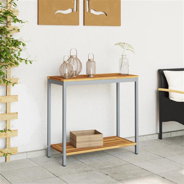 Grote foto vidaxl buitentafel natuurlijk grijs 35x80x75 cm massief hout en staal tuin en terras tuinmeubelen