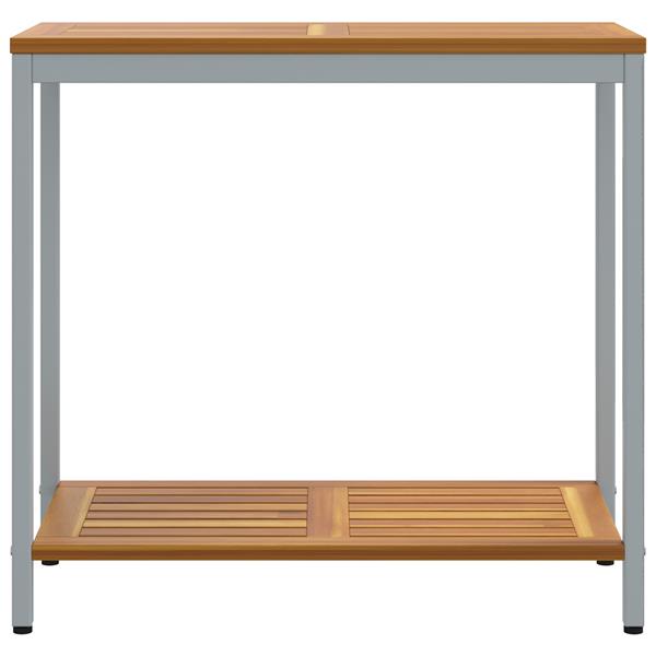 Grote foto vidaxl buitentafel natuurlijk grijs 35x80x75 cm massief hout en staal tuin en terras tuinmeubelen