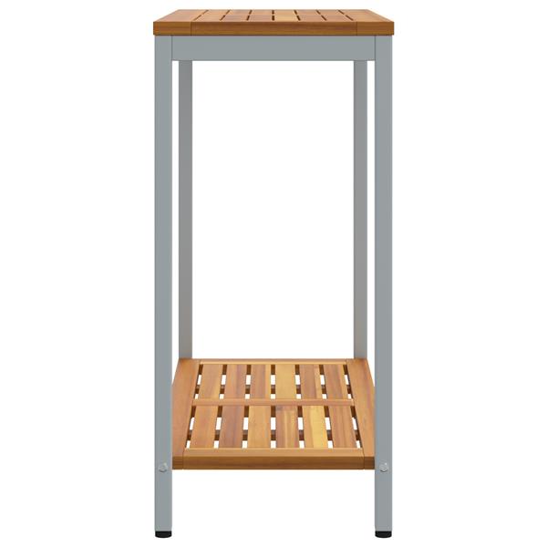 Grote foto vidaxl buitentafel natuurlijk grijs 35x80x75 cm massief hout en staal tuin en terras tuinmeubelen