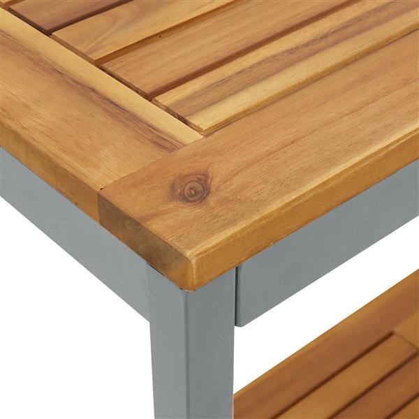 Grote foto vidaxl buitentafel natuurlijk grijs 35x80x75 cm massief hout en staal tuin en terras tuinmeubelen