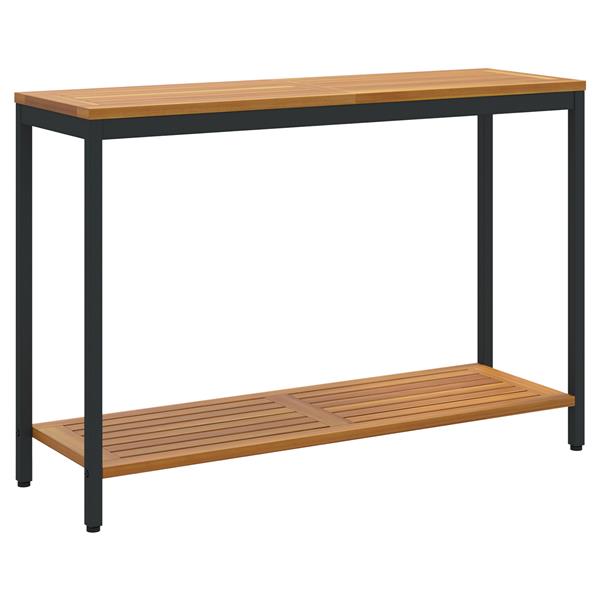 Grote foto vidaxl buitentafel natuur zwart 35x110x75 cm massief hout en staal tuin en terras tuinmeubelen