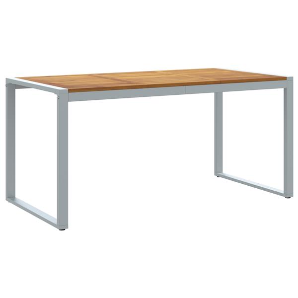 Grote foto vidaxl tuintafel 160x80x75 cm staal en massief acaciahout grijs tuin en terras tuinmeubelen