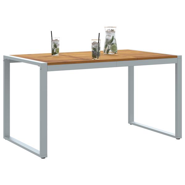Grote foto vidaxl tuintafel 140x80x75 cm staal en massief acaciahout grijs tuin en terras tuinmeubelen