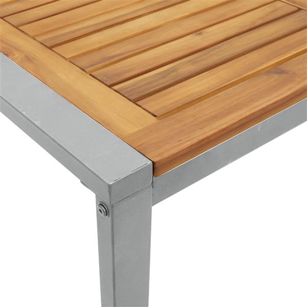 Grote foto vidaxl tuintafel 140x80x75 cm staal en massief acaciahout grijs tuin en terras tuinmeubelen