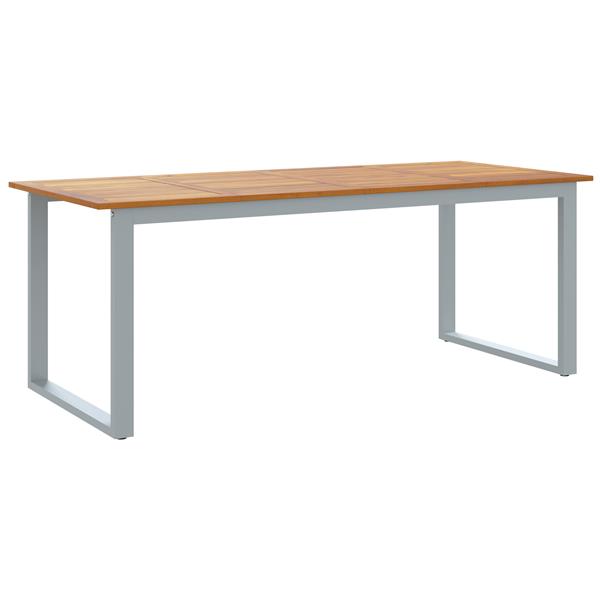 Grote foto vidaxl tuintafel 200x90x75 cm staal en massief acaciahout grijs tuin en terras tuinmeubelen