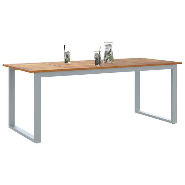 Grote foto vidaxl tuintafel 200x90x75 cm staal en massief acaciahout grijs tuin en terras tuinmeubelen