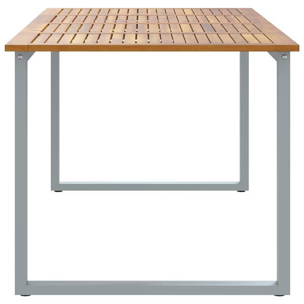 Grote foto vidaxl tuintafel 200x90x75 cm staal en massief acaciahout grijs tuin en terras tuinmeubelen