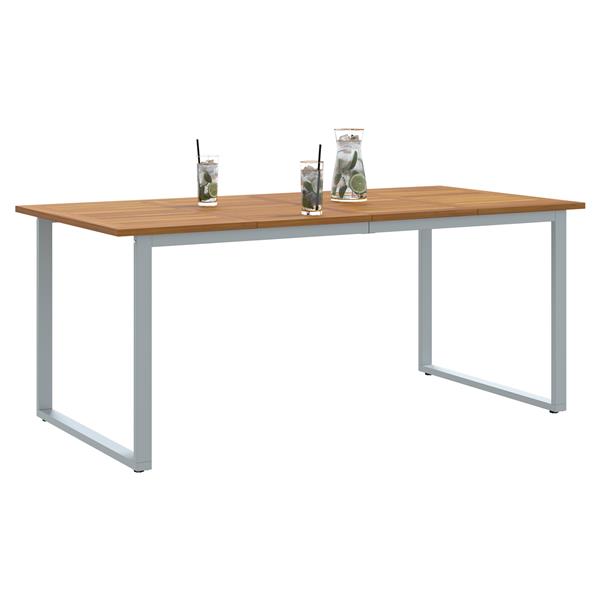 Grote foto vidaxl tuintafel 180x90x75 cm staal en massief acaciahout grijs tuin en terras tuinmeubelen