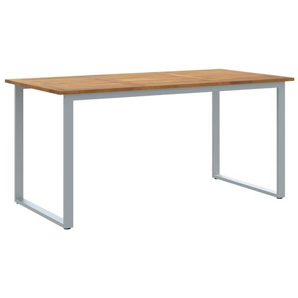Grote foto vidaxl tuintafel 160x80x75 cm staal en massief acaciahout grijs tuin en terras tuinmeubelen