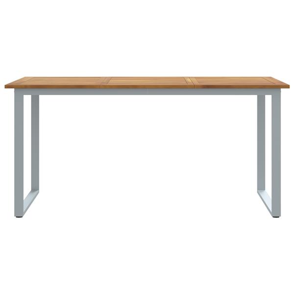 Grote foto vidaxl tuintafel 160x80x75 cm staal en massief acaciahout grijs tuin en terras tuinmeubelen