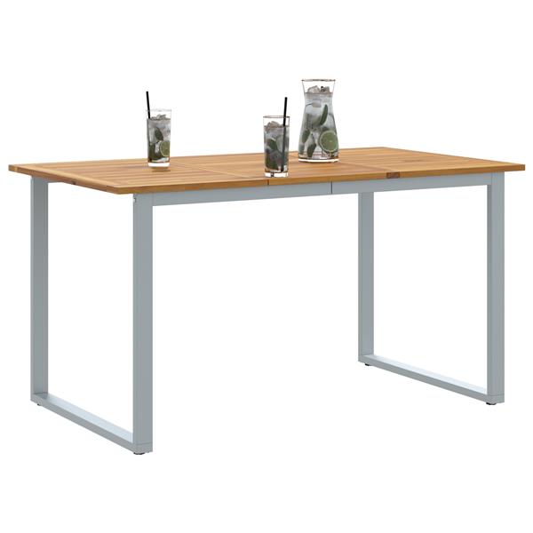 Grote foto vidaxl tuintafel 140x80x75 cm staal en massief acaciahout grijs tuin en terras tuinmeubelen