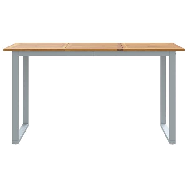 Grote foto vidaxl tuintafel 140x80x75 cm staal en massief acaciahout grijs tuin en terras tuinmeubelen